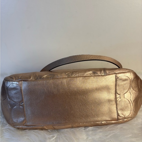 Coach Metallic Gold East West Embossed Signature Leather Tote Bag - Picture 5 of 8